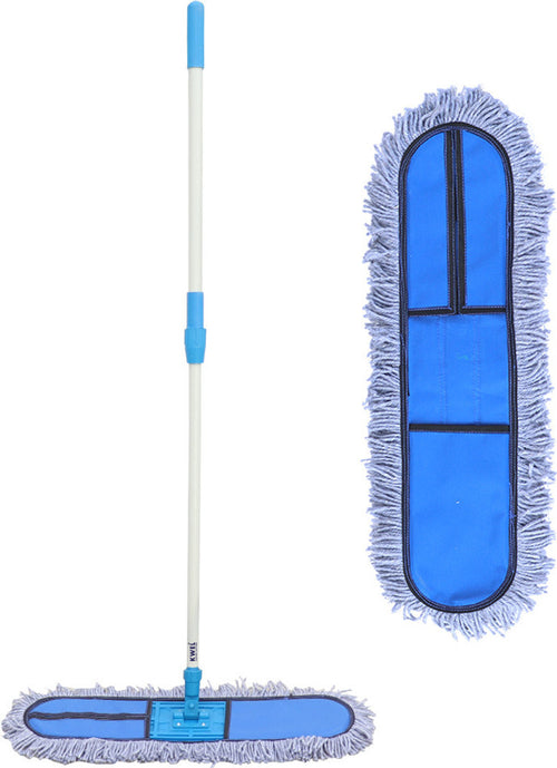 KWEL 24" Dry Cotton Pad Floor Mop with Telescopic Long Handle With extra Refill-1 Head and Refill