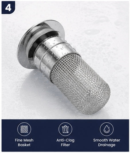 Sink Hair Filter, Removable Stainless Steel Drain Stopper Plug