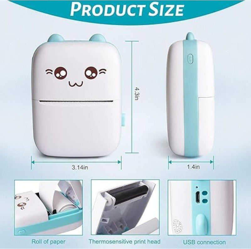 BAWALY Bluetooth Pocket Printer for Kids Prints Picture with 5 Roll of paper Mini Thermal Printer