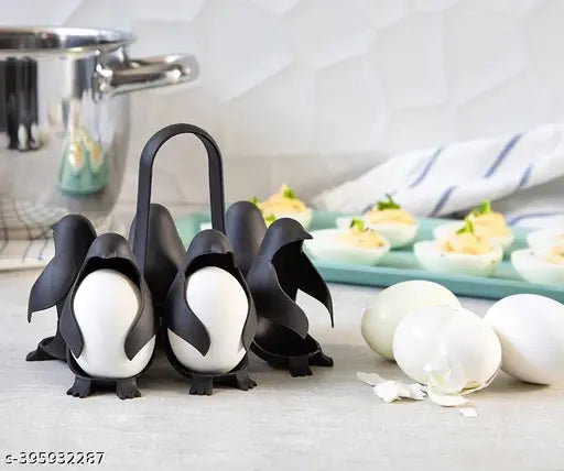 Penguin-Shaped Egg Holder & Cooker (6 Eggs, Plastic)