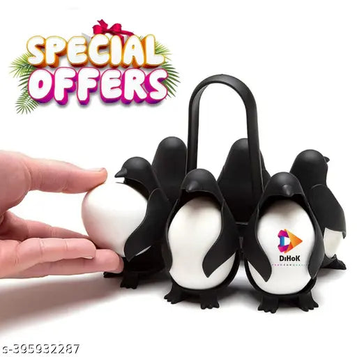 Penguin-Shaped Egg Holder & Cooker (6 Eggs, Plastic)